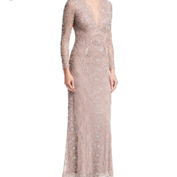 Aidan Mattox geometric long sleeves gown - Picture 3 of 7